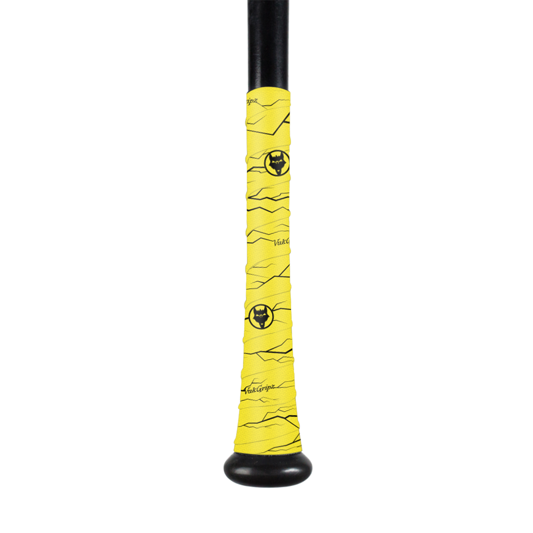 Vuk Gripz Pulse Yellow Bat Grip Tape with Black